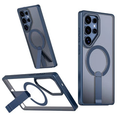 Holder Magnetic Case for Samsung Galaxy S22 S23 S24 Fe S25 Plus Ultra Wireless Charge Clear Cover(for Samsung S23 FE/Pink)