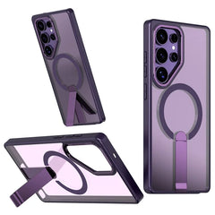 Holder Magnetic Case for Samsung Galaxy S22 S23 S24 Fe S25 Plus Ultra Wireless Charge Clear Cover(for Samsung S23 FE/Pink)
