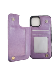 Purple Floral wallet Case For iPhone 12/12 Pro