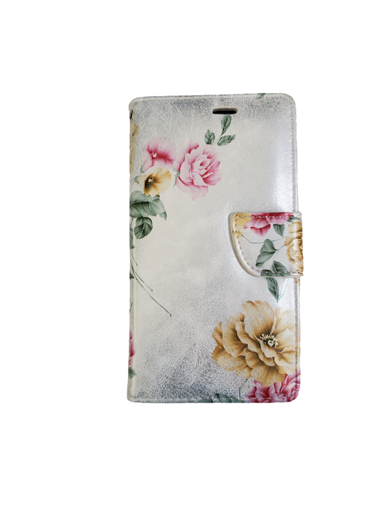 Floral silver wallet case for iPhone 12/12 Pro