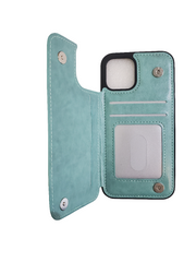 Teal Floral Wallet Case For iPhone 12/12 Pro