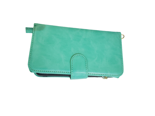 Teal wallet case with zipper for iPhone 12/12 pro