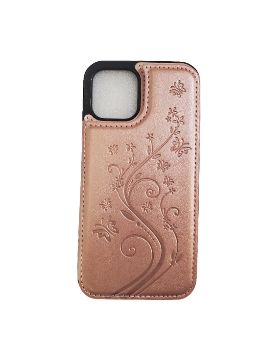 Rose Gold Floral Wallet Case For iPhone 12/12 Pro