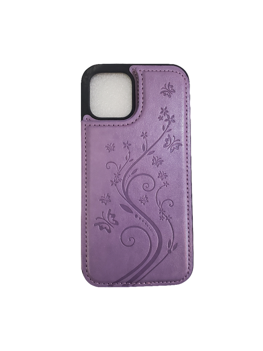 Purple Floral wallet Case For iPhone 12/12 Pro