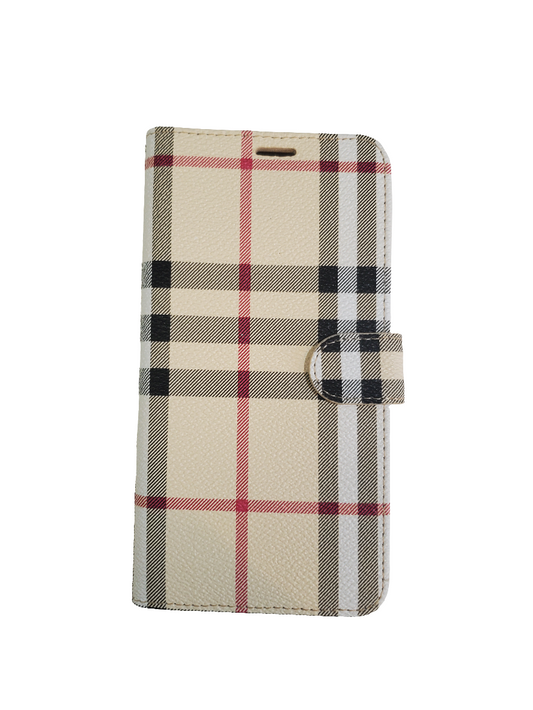 Beige Designed wallet Case for iPhone 14/15 Plus