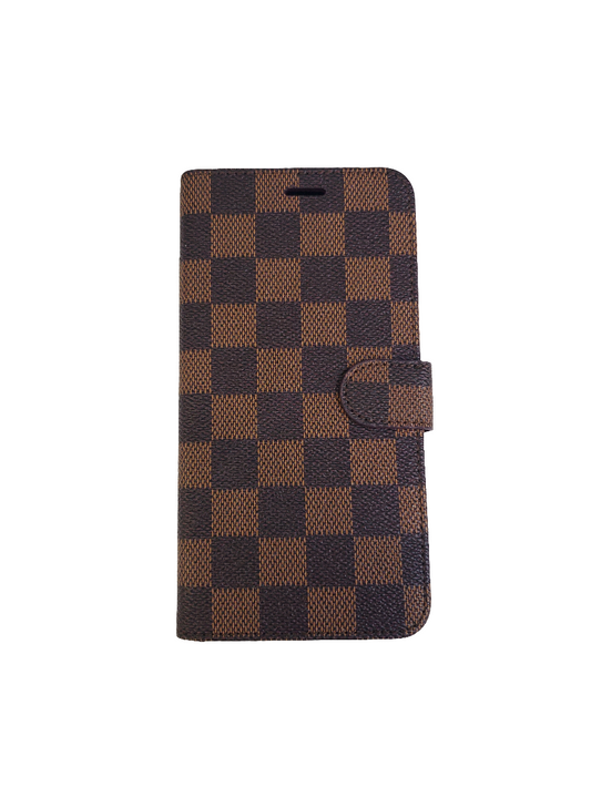 Brown Checker Wallet Case for iPhone 12 Pro Max