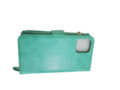 Teal wallet case with zipper for iPhone 12/12 pro
