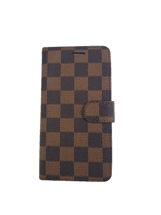 Iphone 11 POU Brown Checker Wallet Case