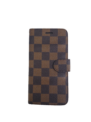 Brown Checker Wallet Case For iPhone 12/12 Pro