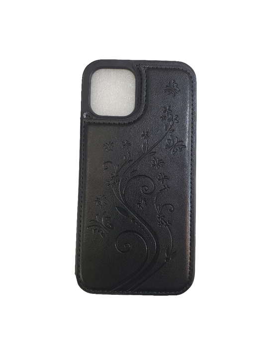 Black Floral Wallet Case For iPhone 12/12 Pro