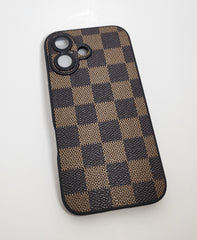 TPU Brown Checker Texture Design for Apple iPhone 16