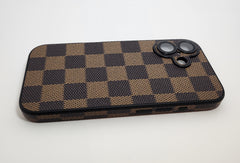 TPU Brown Checker Texture Design for Apple iPhone 16