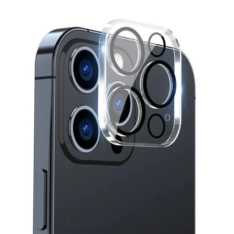 iPhone 14 Pro 6.1 inch / 14 Pro Max 6.7 inch Camera Lens Protector Tempered Glass Full Size Protective Film, Black Ring Version