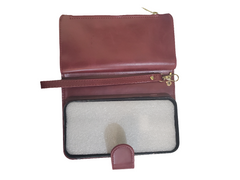 Red wine wallet case with zipper for iPhone 12/12 Pro