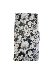 Black floral design wallet case for iPhone 14/15 Plus