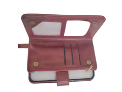 Red wine wallet case with zipper for iPhone 12/12 Pro