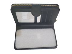 Black wallet case with zipper for iPhone 12/12 Pro