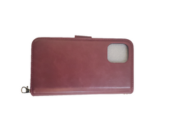 Red wine wallet case with zipper for iPhone 12/12 Pro