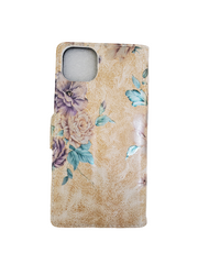 Beige Floral Design Wallet Case for iPhone 14/15 Plus