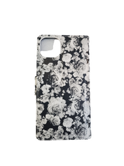 Black floral design wallet case for iPhone 14/15 Plus