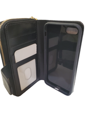 POU Black zipper Wallet for iPhone 7/8/SE