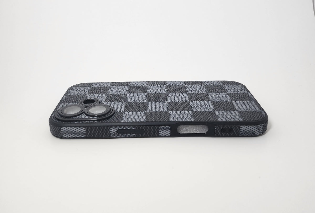 TPU Black Checker Texture Design for Apple iPhone 16