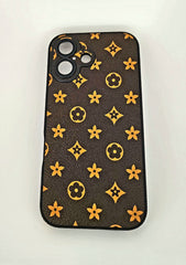 TPU Brown Gold Flower Texture Design for Apple iPhone 16